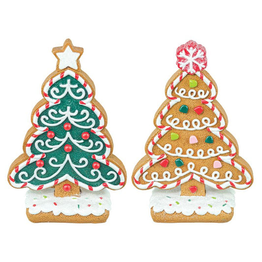 Santa's Sweet Shoppe Collection Candied Gingerbread Trees - Set of 2