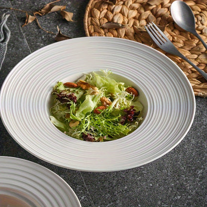 Elegant White Ceramic Salad Plates for Home  Restaurant