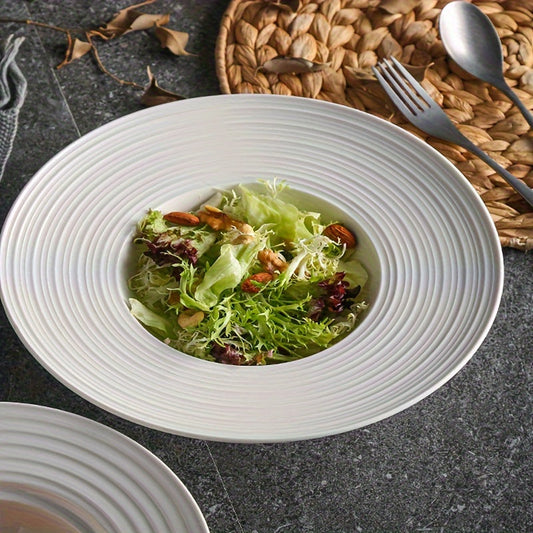 Elegant White Ceramic Salad Plates for Home  Restaurant