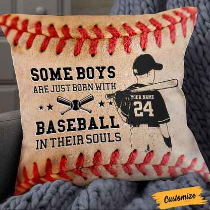 Love Baseball Grandson Pillow - Personalized Custom Pillow - Gift For Son, Grandson, Kids