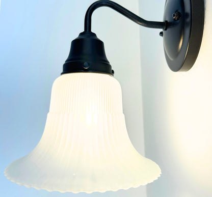 Large Antique Super Flare Frosted Glass Wall Sconce