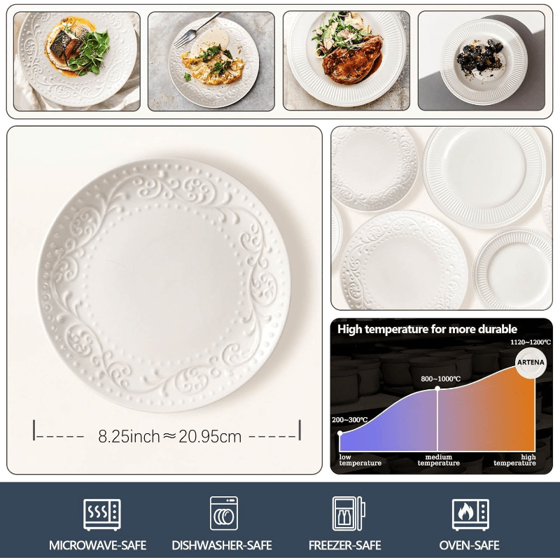 Artena 4Piece Embossed Porcelain Dinner Plate Set