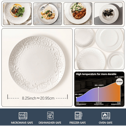 Artena 4Piece Embossed Porcelain Dinner Plate Set