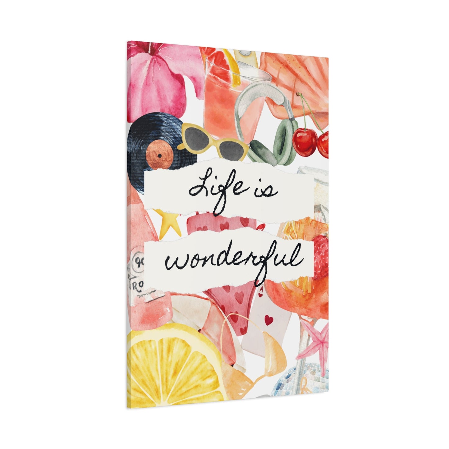 Life is Wonderful Canvas Wall Art, Colorful Decor, Inspirational Gift, Home Display, Summery Wall Art, Motivational Print
