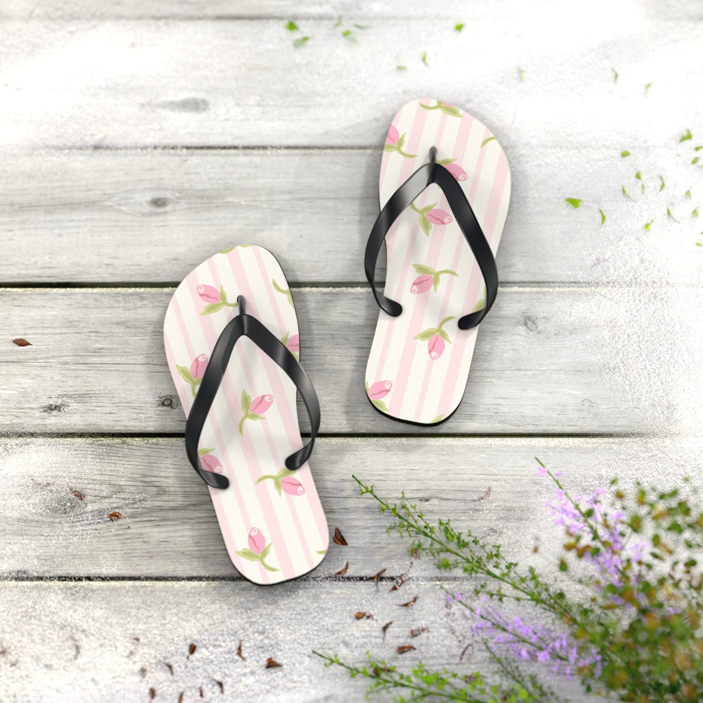 Customizable: Chic Floral Flip Flops for Summer, Trendy Beach Sandals, Perfect for Vacation, Gifts for Her