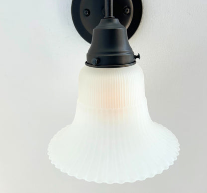 Large Antique Super Flare Frosted Glass Wall Sconce