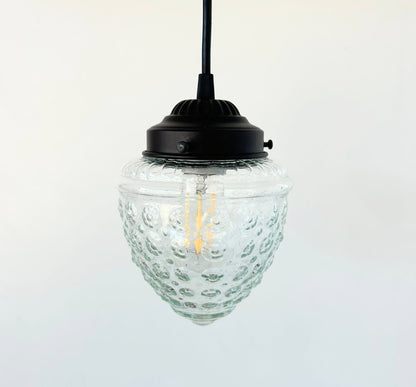 Vintage Clear Beehive Hobnail Glass Pendant