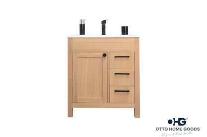 Aria Natural OAK 30" Bathroom Cabinet | Hardware | Kitchen + Metal
