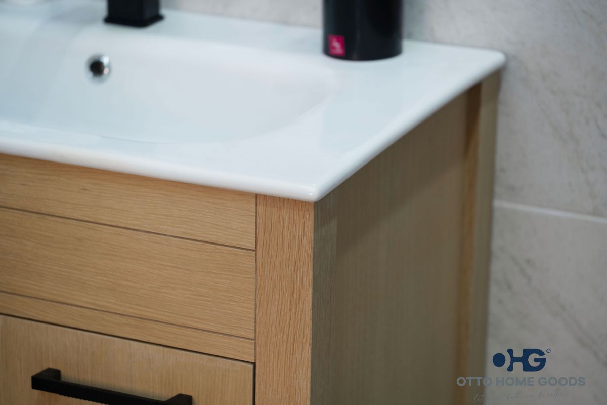 Aria Natural OAK 30" Bathroom Cabinet | Hardware | Kitchen + Metal