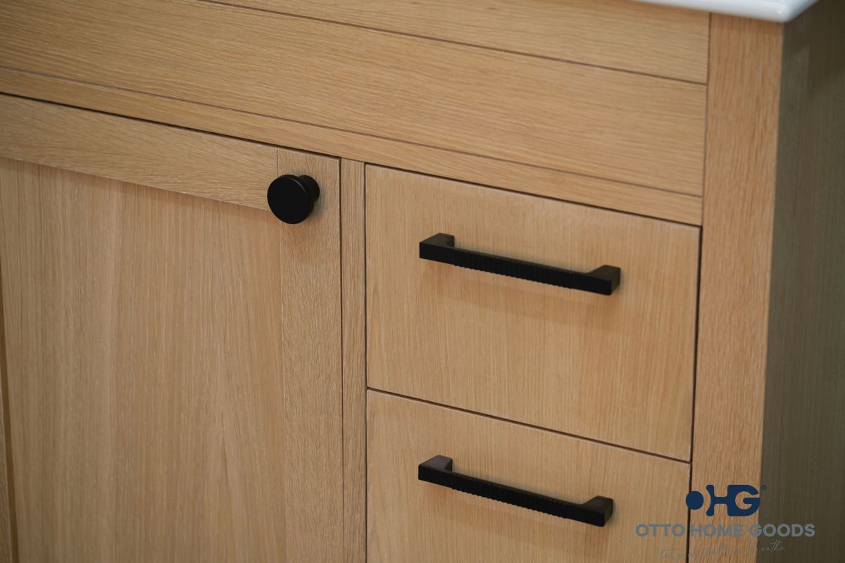 Aria Natural OAK 30" Bathroom Cabinet | Hardware | Kitchen + Metal