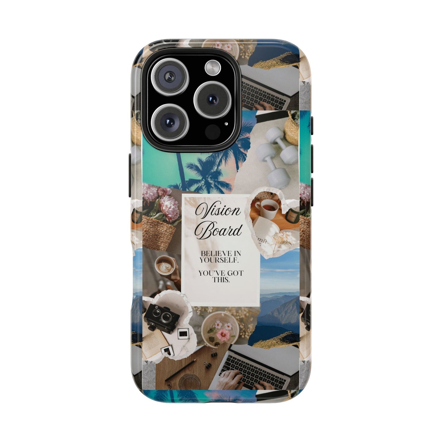 Inspiring Vision Board Phone Case, Motivational Tough Case, Adventurous Gift for Her, Self-Care, Dream Big, Unique Phone Accessory