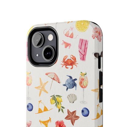 Customizable: Tropical Summer Phone Case, Vivid Coastal Design, Perfect Gift for Beach Lovers, Vacation Memories, Durable Tough Cases