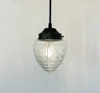 Vintage Clear Beehive Hobnail Glass Pendant
