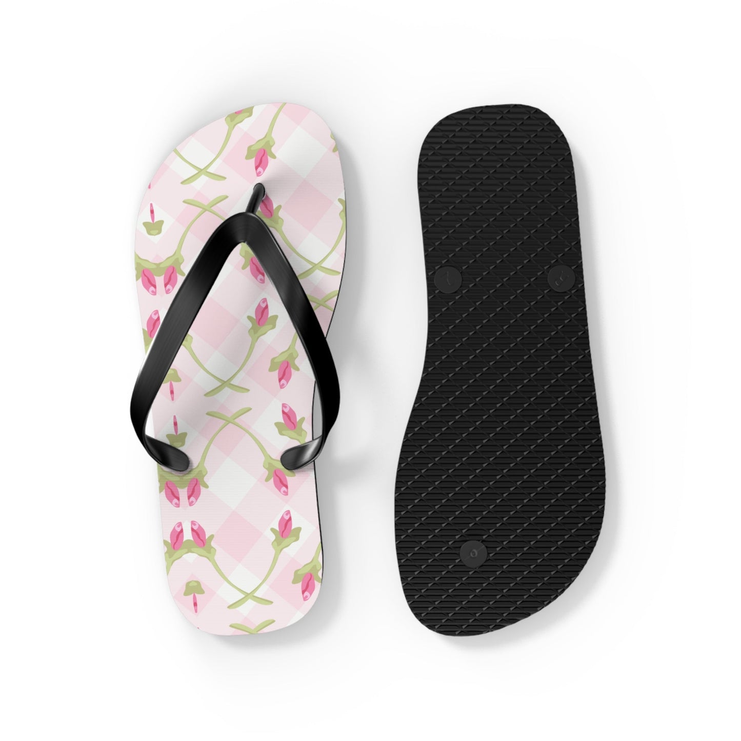 Customizable: Chic Floral Flip Flops for Summer Fun, Beach Vacation Sandals, Garden Party Footwear, Stylish Slip-Ons, Spring Accessories