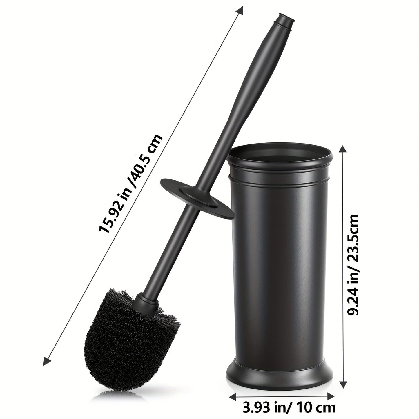 Black Toilet Bowl Brush Set with Long Handle and Holder