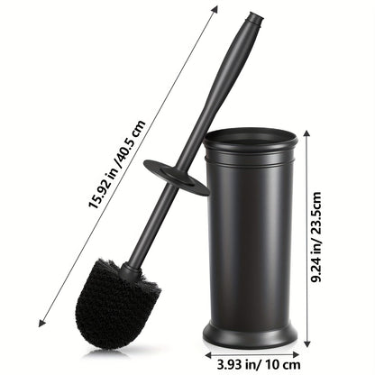 Black Toilet Bowl Brush Set with Long Handle and Holder