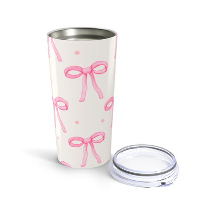 Customizable: Chic Bow Tumbler 20oz - Stylish Insulated Drinkware, Gift for Her, Birthday, Bridal Shower, Everyday Use, Pink Ribbon Design