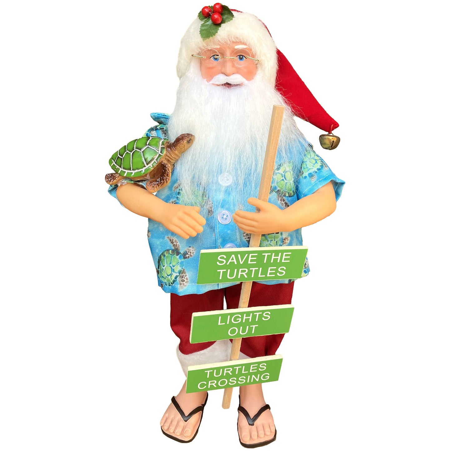 15" Save the Turtles Claus with Sign and Sea Turtle