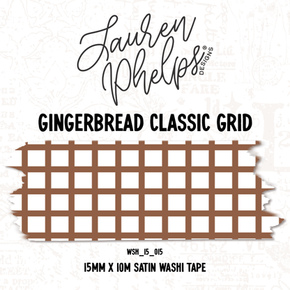 Gingerbread Classic Grid 15mm washi