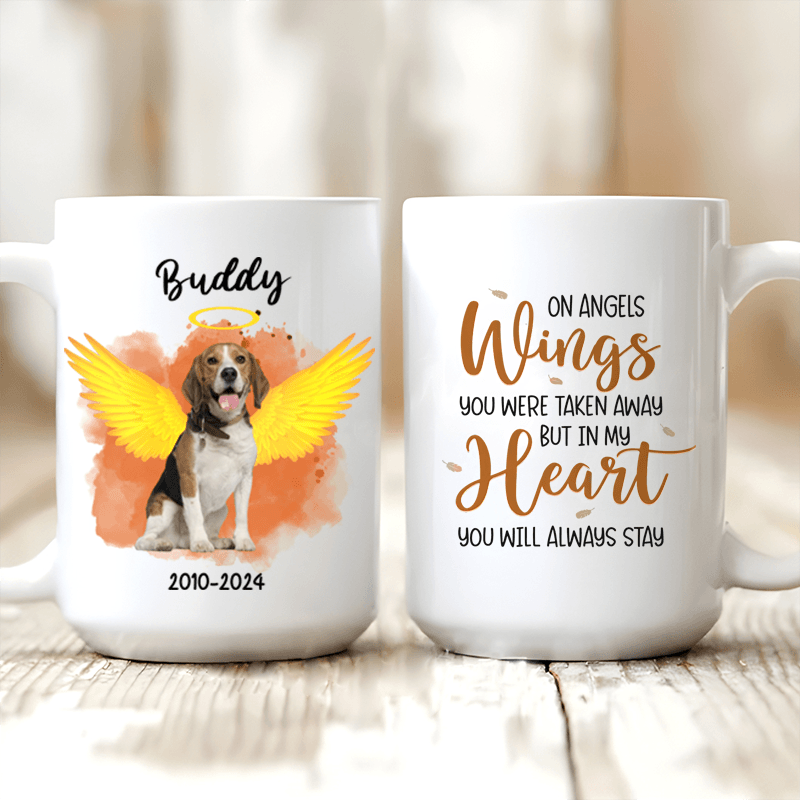 Memorial Custom Photo Mug - Always Stay In My Heart - Personalized Sympathy Gift for Loss of Dog, Pet