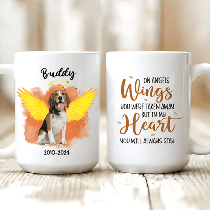 Memorial Custom Photo Mug - Always Stay In My Heart - Personalized Sympathy Gift for Loss of Dog, Pet