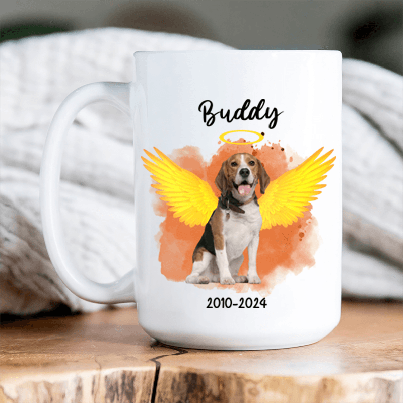 Memorial Custom Photo Mug - Always Stay In My Heart - Personalized Sympathy Gift for Loss of Dog, Pet