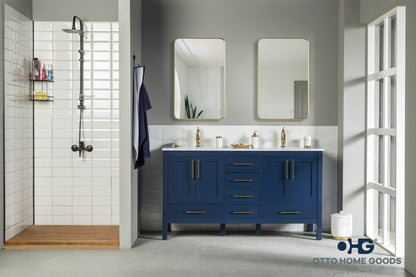Ashley 60" Blue Double Bowls Bathroom Cabinet