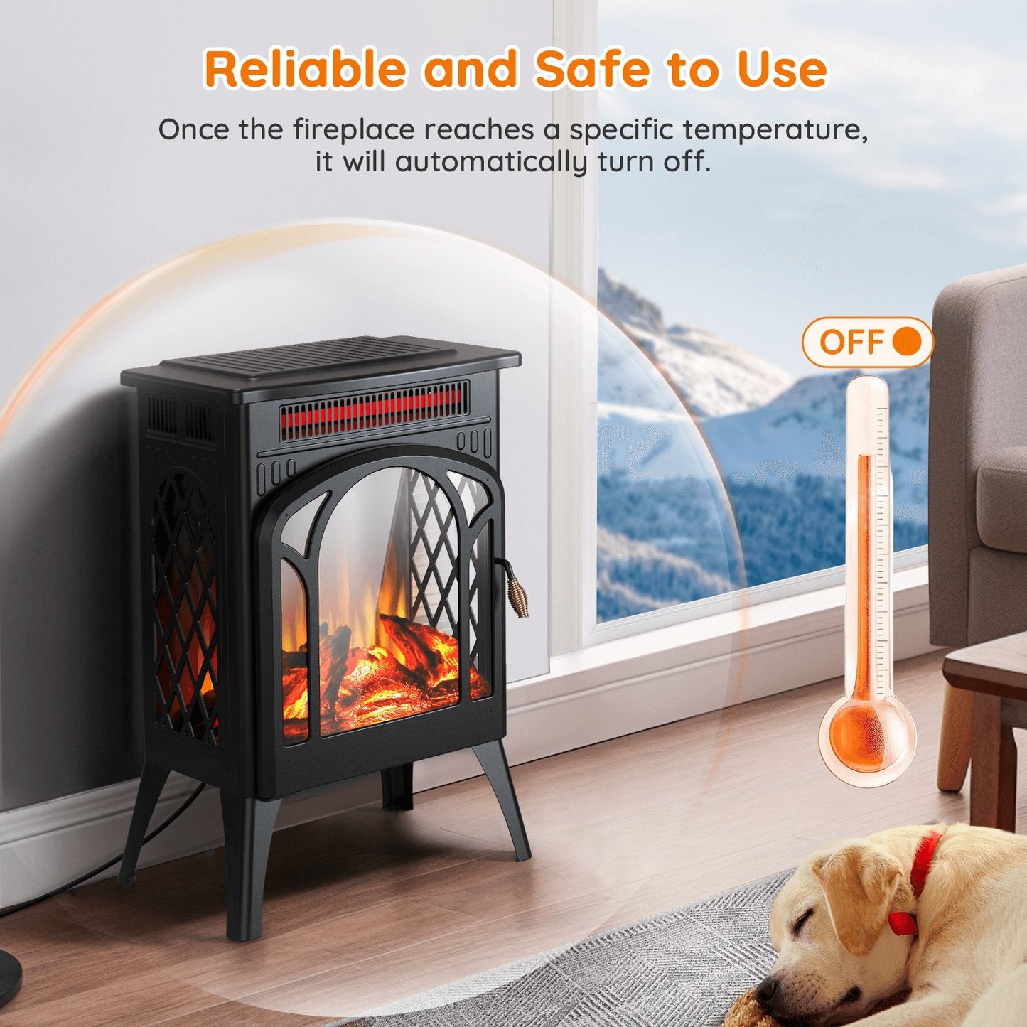 16" Free Standing Electric Fireplace Stove S180BP