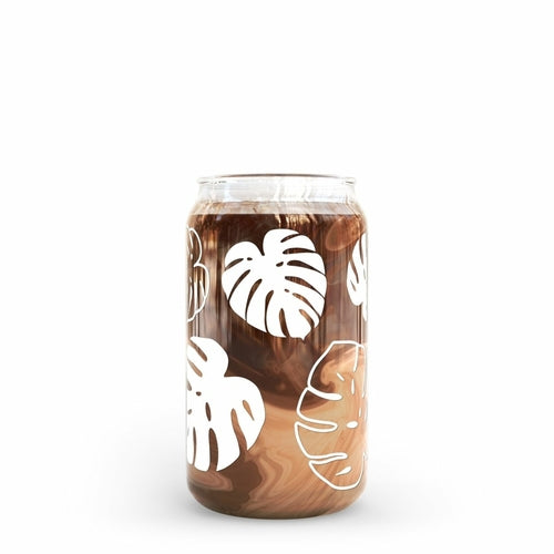 16 oz Beer Can Glass | Monstera Leaves | Glassware | Under $100 | Kitchen + Metal