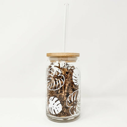 16 oz Beer Can Glass | Monstera Leaves | Glassware | Under $100 | Kitchen + Metal