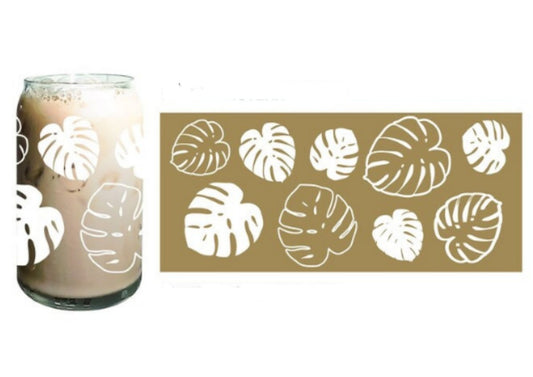 16 oz Beer Can Glass | Monstera Leaves | Glassware | Under $100 | Kitchen + Metal