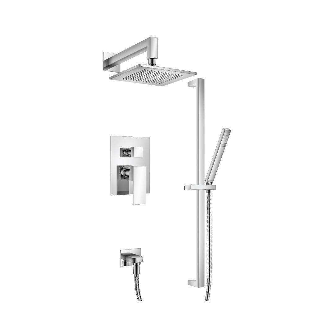 Flusso 160.3350 Two Output Shower Set With Shower Head, Hand Held And Slide Bar