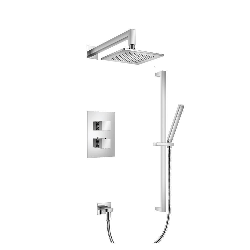Flusso 160.7100 Two Output Shower Set With Shower Head, Hand Held And Slide Bar