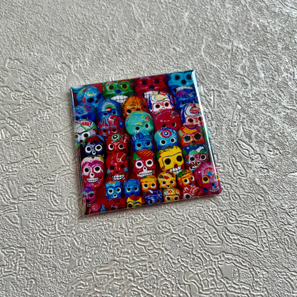 MEXICAN SUGAR SKULLS 2x2 SQUARE MAGNET
