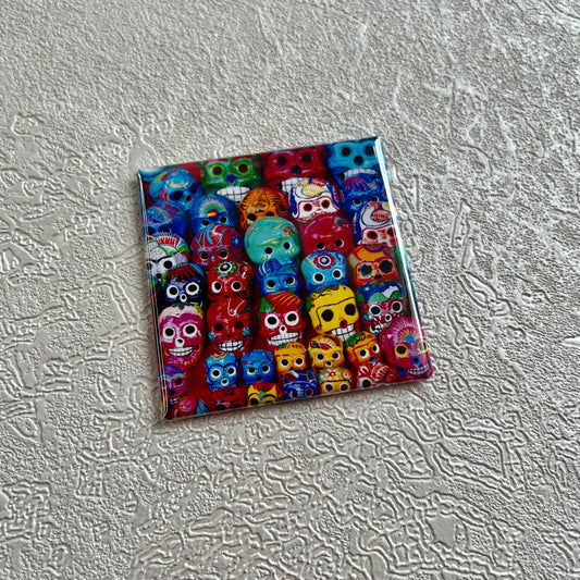 MEXICAN SUGAR SKULLS 2x2 SQUARE MAGNET
