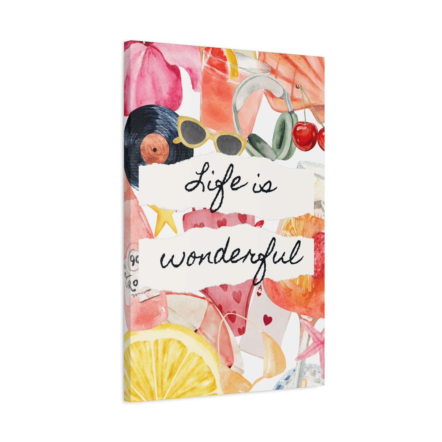 Life is Wonderful Canvas Wall Art, Colorful Decor, Inspirational Gift, Home Display, Summery Wall Art, Motivational Print