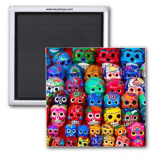 MEXICAN SUGAR SKULLS 2x2 SQUARE MAGNET