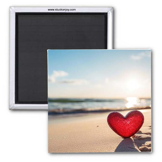 MY HEART IS AT THE BEACH 2x2 MAGNET