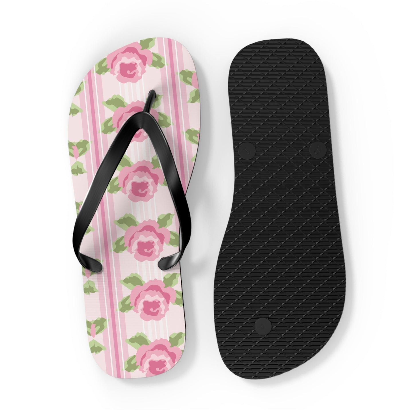 Customizable: Floral Flip Flops, Cute Summer Sandals, Beach Footwear, Vacation Essentials, Flower Printed Rubber Flip Flops