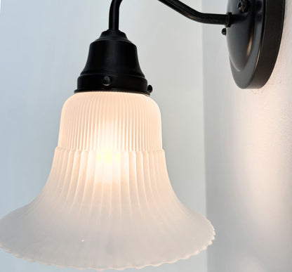 Large Antique Super Flare Frosted Glass Wall Sconce