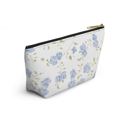 Customizable: Floral Accessory Pouch, Cosmetic Bag, Makeup Organizer, Gift for Her, Travel Essentials, Blue Floral Design