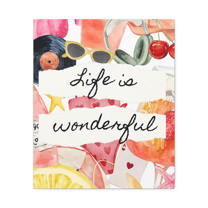 Life is Wonderful Canvas Wall Art, Colorful Decor, Inspirational Gift, Home Display, Summery Wall Art, Motivational Print