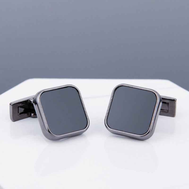 Mens Black Cufflinks - Stylish Grey Copper Sleeve Studs for a Dapper Look
