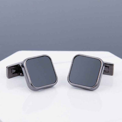 Mens Black Cufflinks - Stylish Grey Copper Sleeve Studs for a Dapper Look