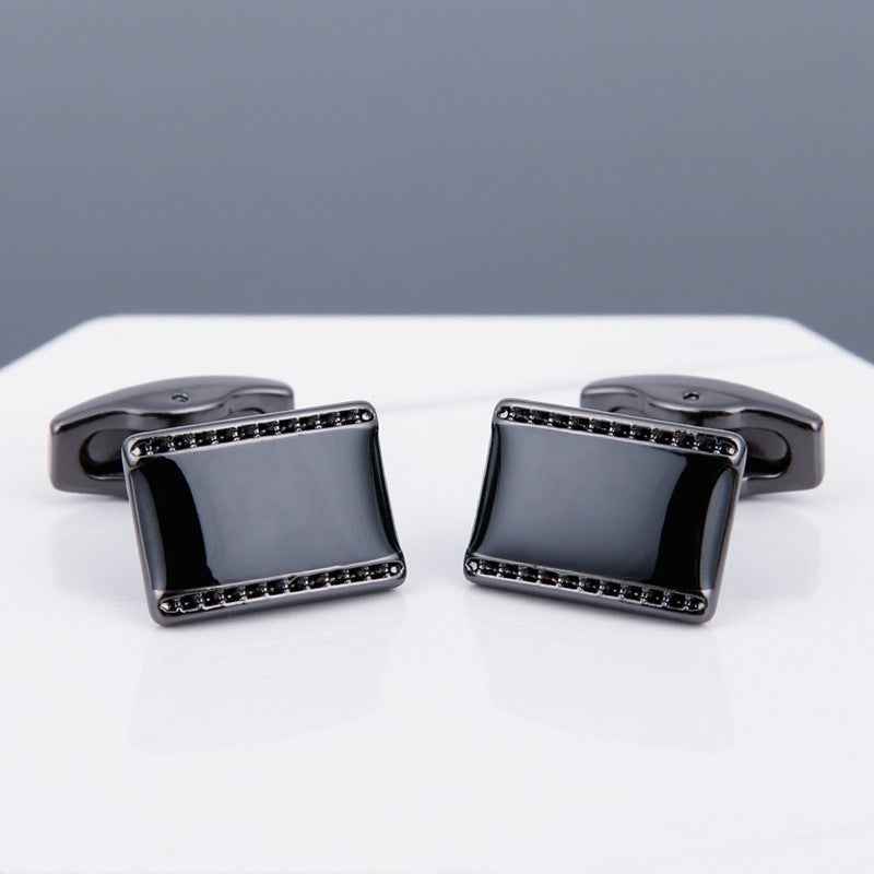 Mens Black Cufflinks - Stylish Grey Copper Sleeve Studs for a Dapper Look