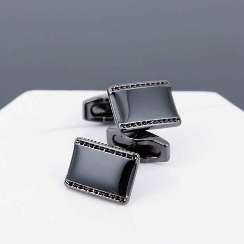Mens Black Cufflinks - Stylish Grey Copper Sleeve Studs for a Dapper Look