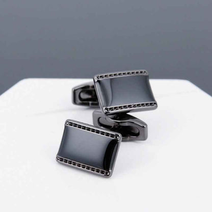 Mens Black Cufflinks - Stylish Grey Copper Sleeve Studs for a Dapper Look