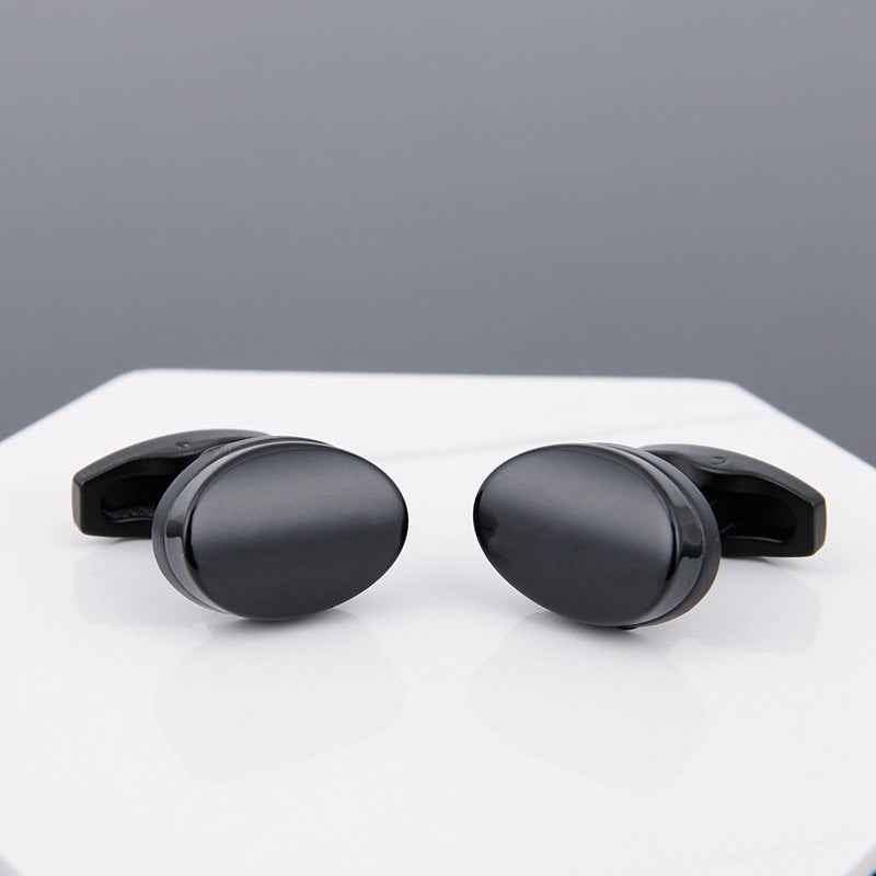 Mens Black Cufflinks - Stylish Grey Copper Sleeve Studs for a Dapper Look