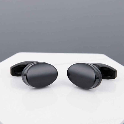 Mens Black Cufflinks - Stylish Grey Copper Sleeve Studs for a Dapper Look