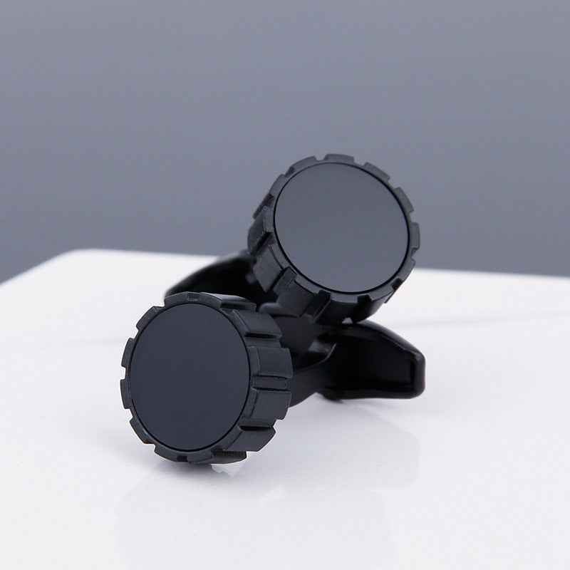 Mens Black Cufflinks - Stylish Grey Copper Sleeve Studs for a Dapper Look